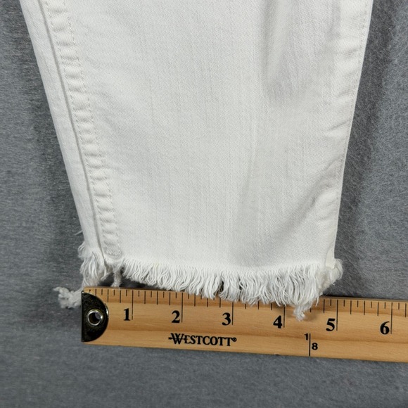 Madewell High Rise Skinny Crop Jeans White Button Fly Frayed Hem Size 26 - Picture 7 of 15